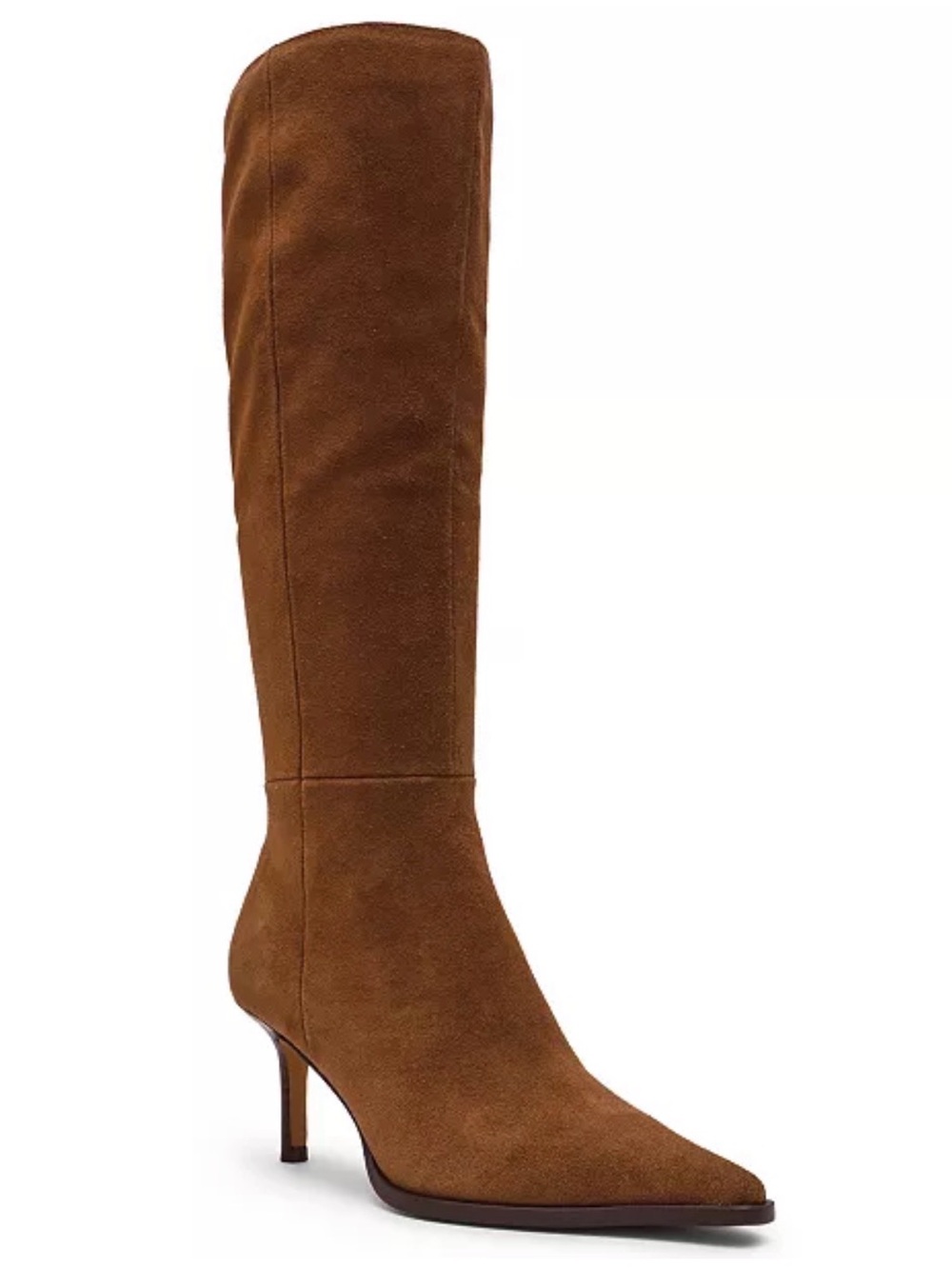 Steve Madden Lingo Cognac Suede Knee-High Pointed-Toe Boot